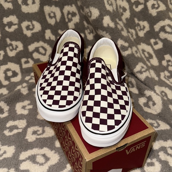 Vans Classic Slip-on Sneakers 🥰😍😘 Checkerboard Grape 🍇 wine New - Picture 4 of 17